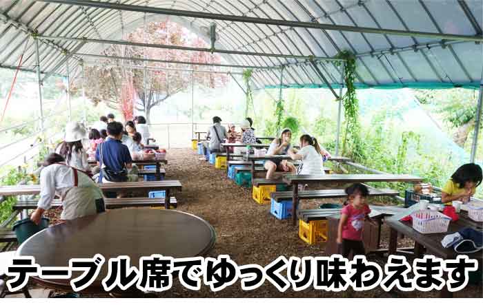4.収穫した桃はテーブル席でゆっくりお楽しみください